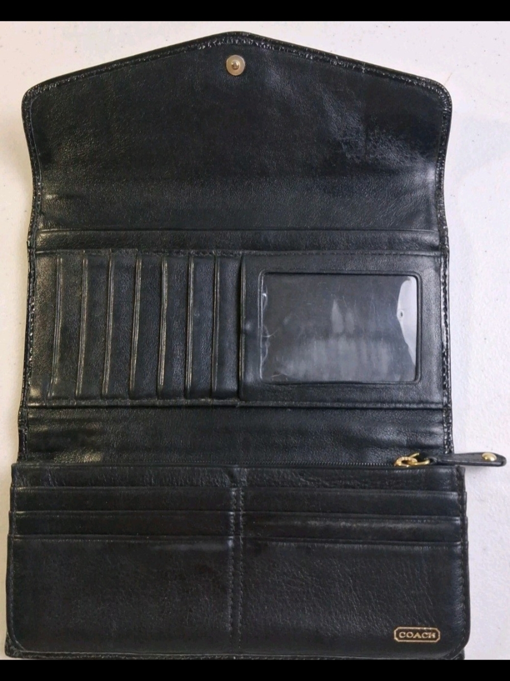 Coach Leopard Print Leather Wallet - Black & Tan - Picture 4 of 4